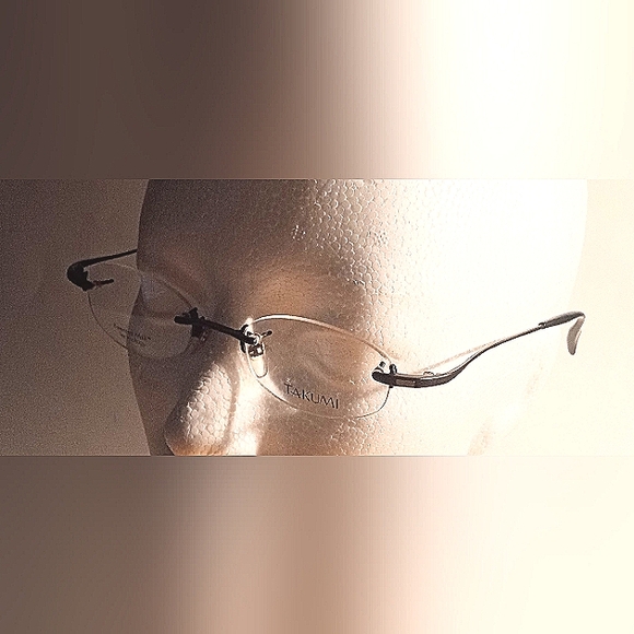 NEW 1990s Handmade TAKUMI Rimless Oval Unisex Vintage Eyeglasses Frames - Picture 4 of 12